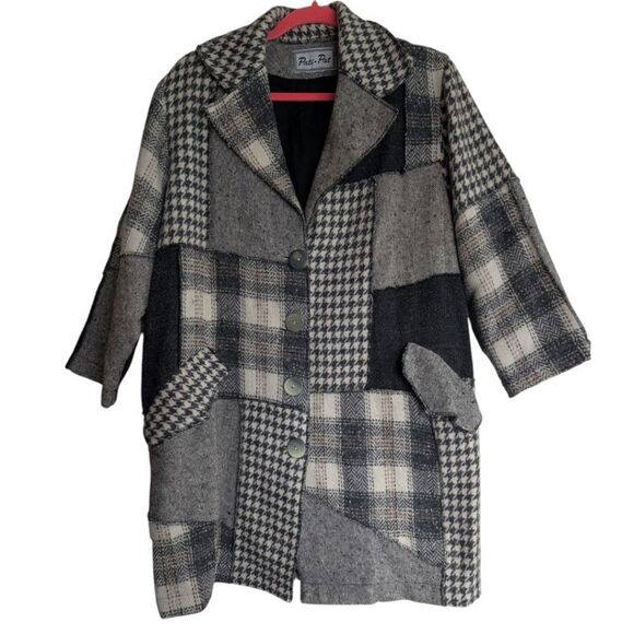 Plaid Patchwork Transitional Spring Coat Size M - Picture 7 of 11